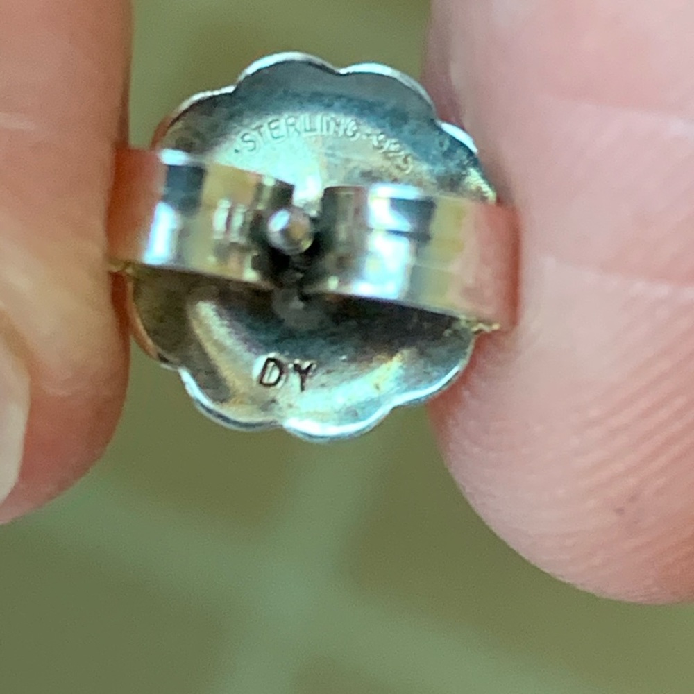 David Yurman Sculpted Silver Wave Stud Earrings - Picture 2 of 3